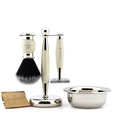 JAG Shaving Razor Set for men double-sided razor plane with leather bag black synthetic hair rasier brush bowl and stand perfect set for men