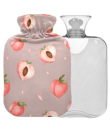 Naanle art cute peach heat bottle with cover transparent hot water bottle 1 l hot water bottle for bed hand feet heat and cold therapy