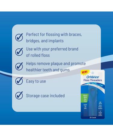 OrVance Floss Threaders Dental Floss Threaders to Deep Clean Braces Bridges and Implants Easy and Effective - 25 count (Pack of 3) - Buy Online on GoSupps.com