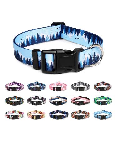 Mercano dog collar adjustable soft nylon comfort & robust patterned dog collar for small medium -sized dog puppies (m snow valley) m snow valley