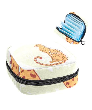 GIAPB Period Bag Sanitary Napkin Storage Bag Period Pouch Travel Makeup Bag Cartoon Animal Leopard Color4613