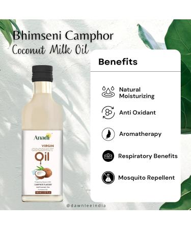 Anadi Coconut Milk Oil with Bhimseni Kapoor Camphor Coconut Oil Natural Glow Dandruff Relief Healthy Scalp Relaxing & Calming for Radiant Skin Body Health - Buy Online on GoSupps.com