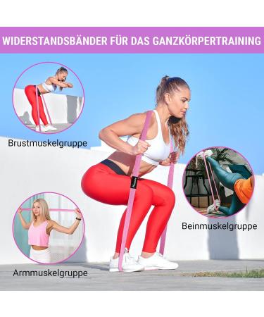 Marioota Long Fabric Fitness Straps Set - 3 Resistance Tapes with Handles & Door Anchors - Blue Pink Purple - Ideal for Home & Gym Workouts - Buy Online on GoSupps.com