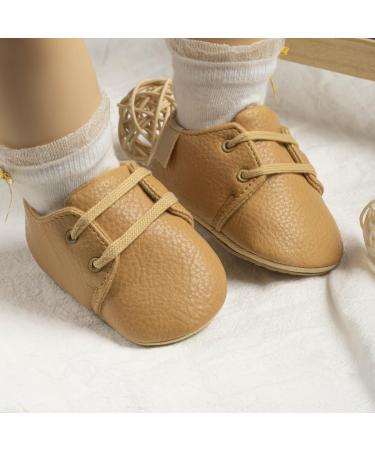 Infant Baby Boys Girls Oxford Shoes | Anti-Slip PU Leather Sneakers 12-18 Months A Khaki - Buy Online on GoSupps.com