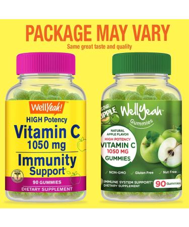 WellYeah Vitamin C 1050mg Gummies - Immune Support Antioxidant Supplement - Natural Flavors - Vegetarian & Non-GMO - 90 Count - Buy Online on GoSupps.com