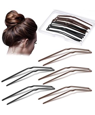 24 Pieces U Shaped Hair Pins Ballet Bobby Pins U Pin Hair Styling Pins Bobby Pins for Updo with Storage Box Metal U Bun Hair Pins for Women Girls Thick Thin Long Curly Hair (3 Inch, Black, Brown) 2.5 Inch (Pack of 24) Blac