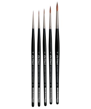 da Vinci Brushes 5359 da Vinci Watercolor Russian Red Sable 5359-5 Brush Includes Series 36 Sizes 0  1  2  4 & 6-Round Shape  Set  Black Russian Red Sable Rounds Set Set