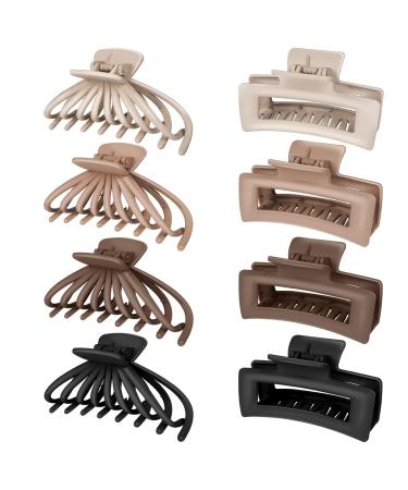 8 Pack Large Claw Clips for Thick Hair 4.1'' 4.7'' Hair Claw Clips Variety Pack for Women Nonslip Large Hair Clips for Thick Hair Neutral Claw Clips Strong Hold Jaw Clips for Hair