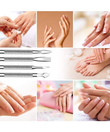 Stainless Steel Cuticle Pusher & Cutter Set - Professional Nail Cleaner Tool for Manicure & Pedicure - 4 Pcs/Set - Buy Online on GoSupps.com
