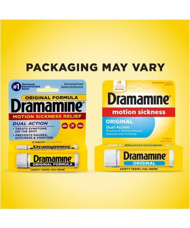 Dramamine Motion Sickness Relief Original Formula 12 Count (Pack of 3) Fast-Acting Relief - Buy Online on GoSupps.com