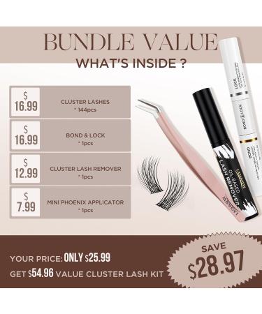 Shop LASHVIEW DIY Lash Extension Kit - 144 Pcs Waterproof Cluster Lashes with Bond & Seal Mascara Brush & Glue Remover for Stunning At-Home Extensions - Buy Online on GoSupps.com