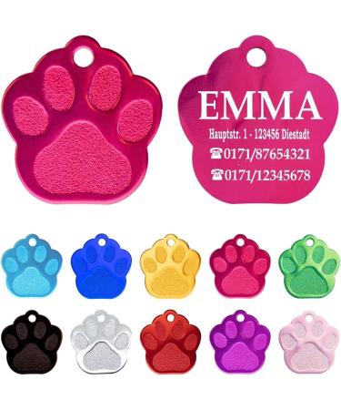 Personalized Ibera Gifts Dog Paw Pendant - Engraved Name & Address Tag for Medium to Large Dogs & Cats - Pink Collar Accessory - Buy Online on GoSupps.com