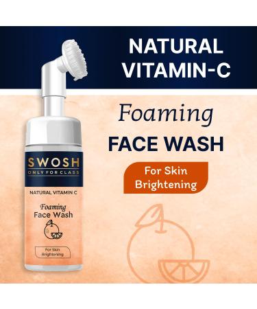SWOSH Natural Foaming Face Wash with Exfoliating Silicone Brush - Deep Cleansing for Men & Women - 100 ml (3.38 fl oz) - International Shipping Available - Buy Online on GoSupps.com