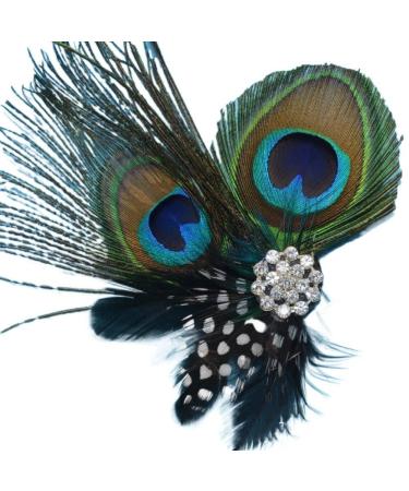 2PCS Butterfly Peacock Feather Hair Clip Pins with Pearl Rhinestones - Bridal Wedding Party Decor - Buy Online on GoSupps.com