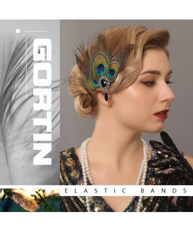 Gortin 1920s Flapper Hair Clip - Great Gatsby Peacock Feather Headpiece for Roaring 20s Prom Party - Crystal Rhinestone Wedding Hair Pin for Women - Buy Online on GoSupps.com