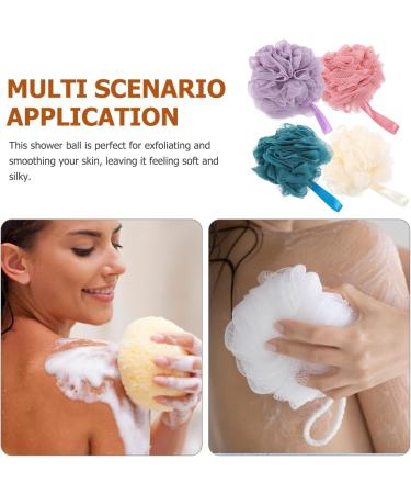 Beavorty 4pcs Shower Loofah Set | Exfoliating Bathing Balls for Smooth Skin | Ideal for Body Wash & Skincare - Buy Online on GoSupps.com