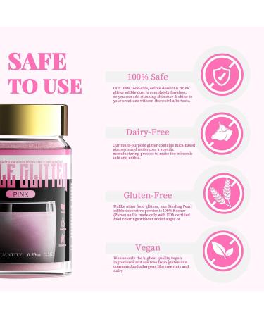 Annexual Pink Glitter Powder for Drinks - FDA Certified Vegan Edible Glitter for Cocktails Cakes & More - 15g Drinkable & Tasteless - Buy Online on GoSupps.com