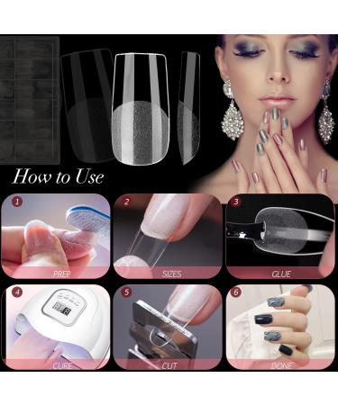 Shop NAGESTIPS Transparent Fake Nails - 420 Pcs Short Square Nail Tips Set | Full Cover | 12 Sizes for Professional Quality Manicures - Buy Online on GoSupps.com