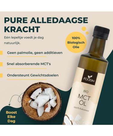 FOODIN BIO MCT oil 1000 ml from 100 coconut oil medium chain triglycerides MCT oil made from produced coconut 100 glutenfree and vegan 2 x 500 ml ideal for ketogenic Organic MCT 2 x 500 ml - Buy Online on GoSupps.com