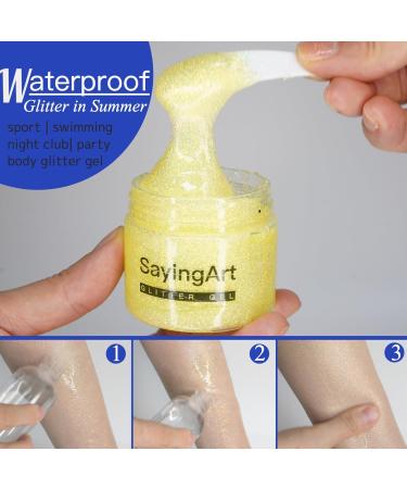 Buy Neon Gold/Yellow Face Body Glitter Gel - Shimmering Glow Gel for Parties & Raves | SayingArt - Perfect Gift for Women - Buy Online on GoSupps.com