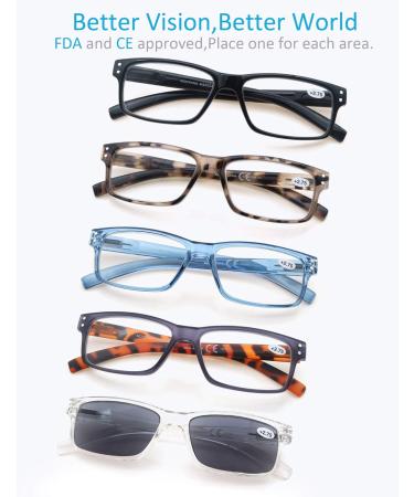 Modfans 5 Pack Reading Glasses +2.00 for Men & Women | High Quality Comfortable & Stylish - Mixed Colors - Buy Online on GoSupps.com