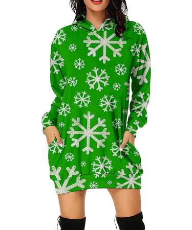 Shop Hanxiulin Women's Christmas Rock Bag Mini Pullover Hoodie Dress - Stylish Long Sleeve Hooded Christmas Apparel | E-Green L - Buy Online on GoSupps.com