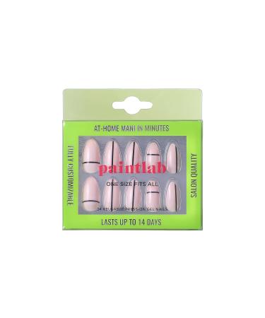 PaintLab Press On Nails - 24 Non-Toxic Fake Nails Set with Glue File & Cuticle Stick | Long Lasting Abstract Almond Design for Women & Girls - Buy Online on GoSupps.com