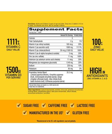 Airborne 1000mg Vitamin C with Vitamin D + Zinc Sugar Free Multivitamin Immune Support Effervescent Fizzy Drink Tablets Very Berry Flavor with Powerful Antioxidants VIT A C & E 30 Tablets (2 Pack) - Buy Online on GoSupps.com