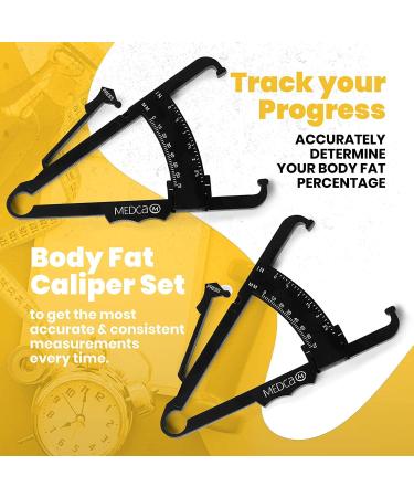 Skinfold Body Fat Caliper - Handheld BMI Measurement Tool by MEDca (Pack of 2 Black) - Accurate Analyzer for Men and Women - Buy Online on GoSupps.com
