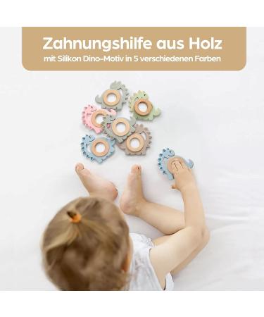 Dinosaurs Bite Ring for Baby | Wooden & Silicone Blue | BPA-Free Teething Toy | Perfect Gift for Newborns | Sustainable & Eco-Friendly - Buy Online on GoSupps.com