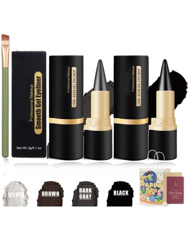 Ayky Eyeliner Ayky Eye Liner Ayky Eyeliner Cream Ayky Long Wear Gel Eyeliner Ayky Natural Black Eyeliner Cream Eye Black Smokey Eyeshadow Palette Stick Goth Halloween Makeup (Dark Gray+Black)
