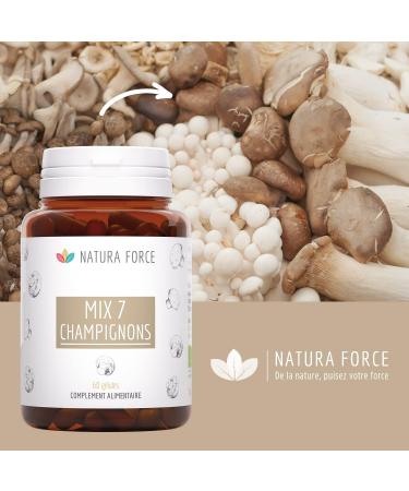 NATURA FORCE Mix of 7 Organic Mushrooms - Mix of 7 Medicinal Mushrooms - Certified Organic Origin - Chemical Free - 60 Capsules - Buy Online on GoSupps.com