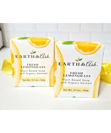 Earth & Ash Lemongrass Natural Soap Bar - Certified Organic, Plant Based, 100% Pure Essential Oils - 2 Pack, 5.7 oz - Buy Online on GoSupps.com
