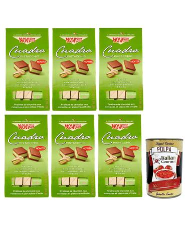 Italian Gourmet E.R. Novi Cuadro Pistacchio two layers of Gianduja chocolate with pistachio cream pistachio chocolates bag of 150 g + 400 g box of tomato pulp