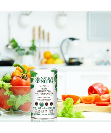 Natural Nutra Organic Vegan Plant-Based Soy Protein Powder - Bone Support, Cardiovascular Health - Gluten Free, Non GMO, Sugar-Free - 14.4 OZ - Buy Online on GoSupps.com