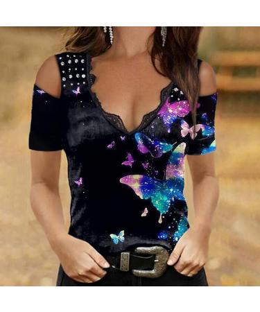 Women's Black Lace V Neck Tank Top - Floral Printed Sleeveless Blouse - XX-Large - Buy Online on GoSupps.com