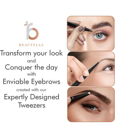 Beautylaa Professional Anti-Rust Stainless Steel Tweezers for Men and Women - Precision Sharp Tweezer Set for Eyebrows and Facial Hair with Travel Case - 4 Pack - Buy Online on GoSupps.com