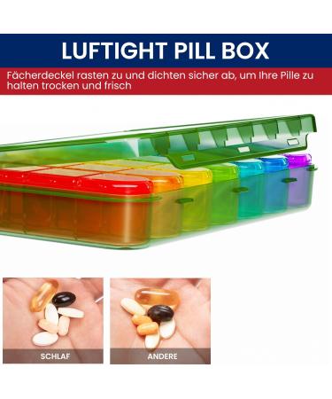 Doruimi 7-Day Tablet Box - Weekly Pill Organizer with Large Compartments & Easy Open Design for Kids & Seniors - Olive Green - Buy Online on GoSupps.com