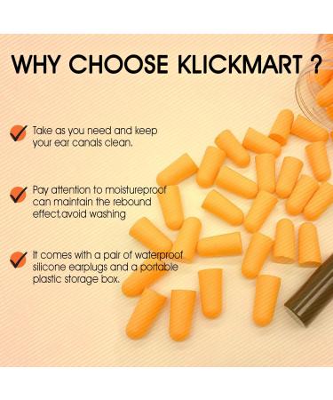 Klickmart Super Soft Foam Ear Plugs for Sleep 38db SNR 60 Pairs - Reusable Orange Earplug for Sleeping, Travel, Loud Noise - One Size Fits All - Buy Online on GoSupps.com