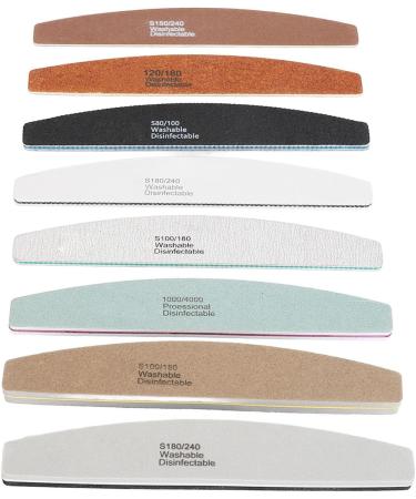 Half Moon Acrylic Nail Files Shapes Different Fineness Manicure Tool Polishing Nail File Set 8 Pieces Comfortable Grip for Manicurists - Buy Online on GoSupps.com