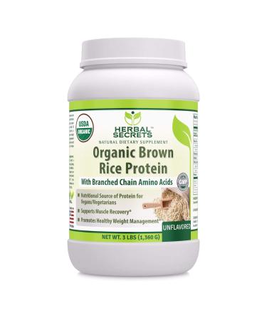 Herbal Secrets Organic Brown Rice Protein Powder - 3 lbs (Non-GMO) Unflavored- Supports Muscle Recovery, Promotes Healthy Weight Management*