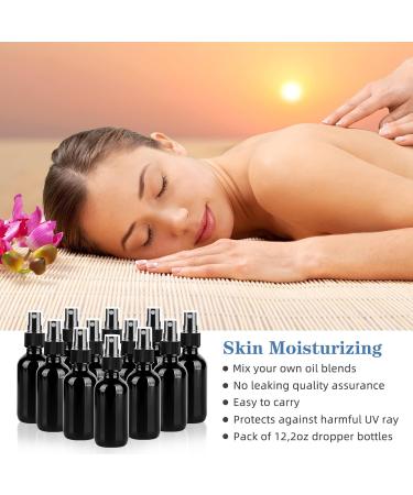 Yonkan 2oz Glass Spray Bottles with Black Fine Mist Sprayer - Pack of 12 | Small Clear Bottles for Essential Oils, Beauty, Hair & Cleaning - Buy Online on GoSupps.com