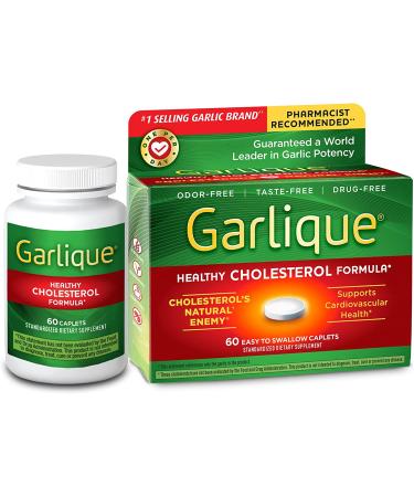 Garlique Garlic Extract Supplement - Healthy Cholesterol Formula - Odorless & Vegan - 60 Caplets - Buy Online on GoSupps.com
