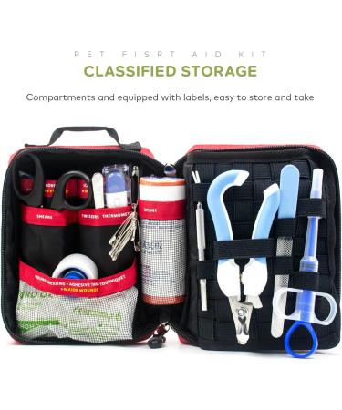 BearHoHo 160pcs Pet First Aid Kit - Portable Molle Storage Bag for Dogs - Emergency Rescue Medical Supplies - Red - Buy Online on GoSupps.com