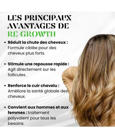Re-Growth Spray Fortifiant Cheveux Homme et Femme 100ml | S rum Anti-Chute Naturel | Activateur de Repousse Rapide | Traitement Stimulant pour Follicules - Buy Online on GoSupps.com