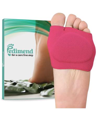 Pedimend Metatarsal Pads for Women and Men Ball of Foot Cushion - Gel Sleeves Cushions Pad - Fabric Soft Socks for Supports Feet Pain Relief Pink Large (UK 6-11)