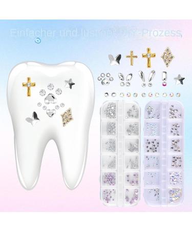 TQEBWUS 30piece set of teeth artificial crystals durable dental decoration removable dental jewelry stones for a radiant smile with dental adhesive and applicator - Buy Online on GoSupps.com
