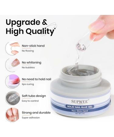 SUPWEE Solid Nail Glue Gel 18g Solid Nail Rhinestone Glue Gel for Press On Nails and Mini UV Lamp for Nail Cure Super Strong Nail Tips Glue Gel 3D Nail Art for Acrylic Decoration Clear-GTPJ - Buy Online on GoSupps.com