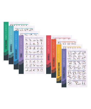 Postermate - Professional Fitness Poster for Training - 8 Set - 51 x 76 cm - Different sports exercises - Perfect for body weight homegym dumbbell barbell yoga kettlebell stretching 20 x 30 inch - Buy Online on GoSupps.com