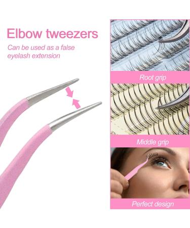Sularpek 2 Pcs Stainless Steel Tweezers Set for Eyebrow and Eyelash, Straight and Curve Tip, Pink - Perfect for Ingrown Hair and Facial Hair Removal - Buy Online on GoSupps.com